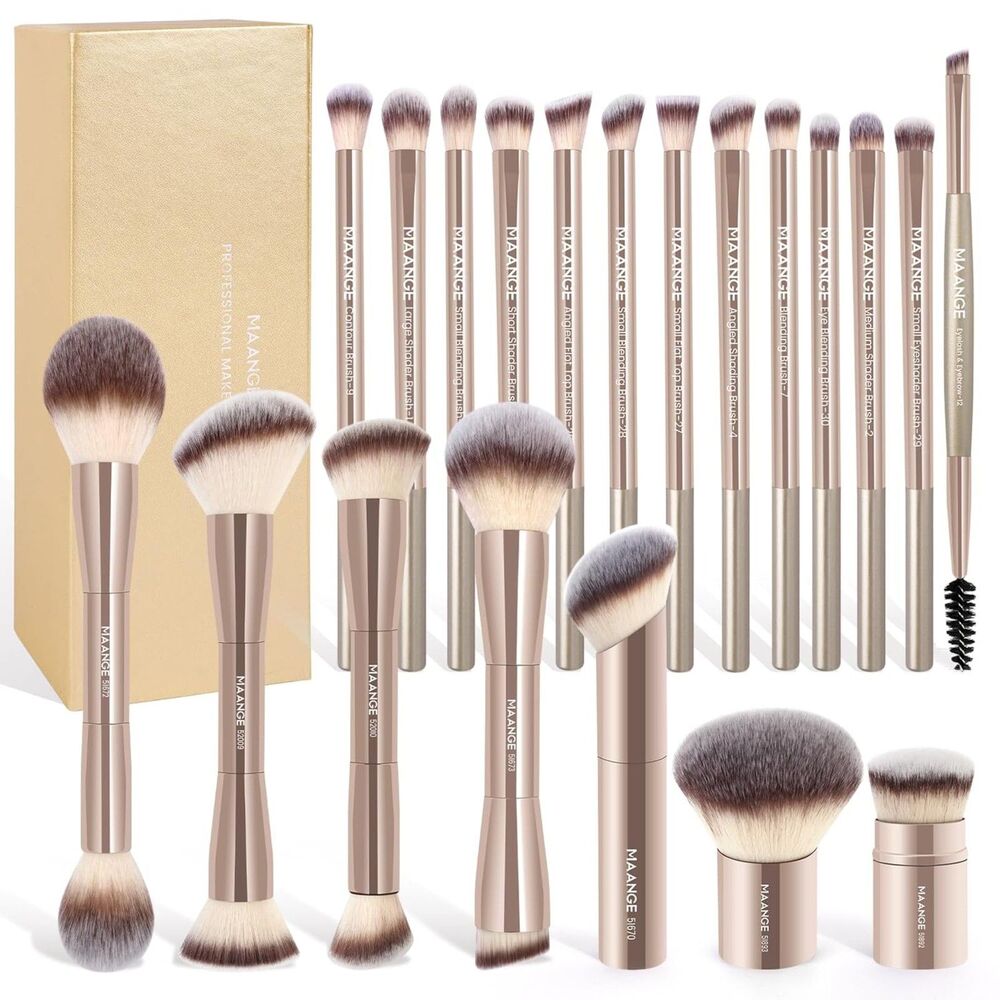 Maange 20 Pcs Double-End Multi-functional Makeup Brushes Set With Gift Box